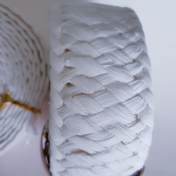 White Basketweave Craft Paper Ribbon Set of 2 - Picture 3 of 3